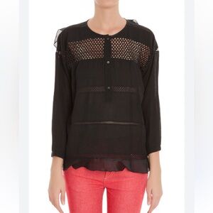 Isabel Marant Etoile Black Chay Top Black Crochet Detail Blouse Top